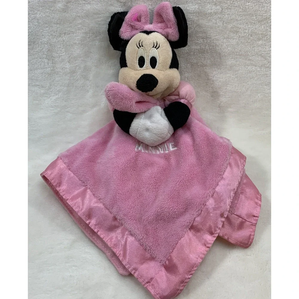 Disney Baby Minnie‎ Mouse Pink Satin Edge Girl Security Blanket Lovey Rattle